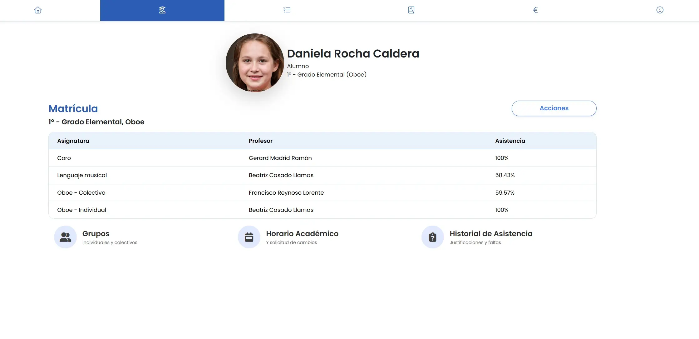 Proceso de formalización de matrícula en Amadeus con datos del alumno y asignaturas seleccionadas