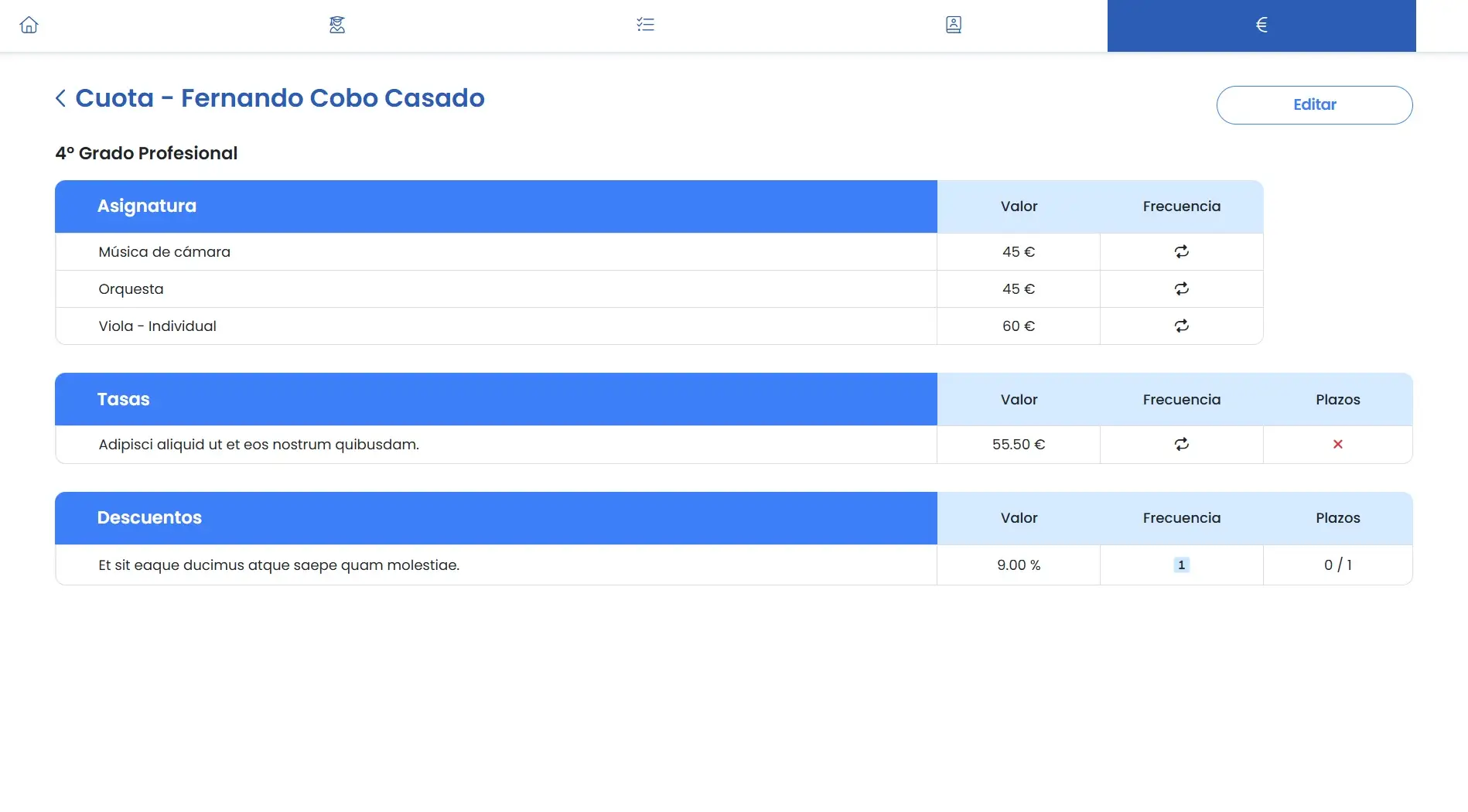 Generación automática de recibos mensuales en Amadeus para escuelas de música